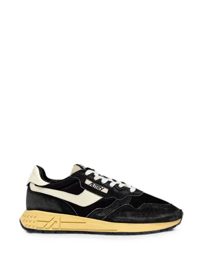 Autry Reelwind Suede-panel Sneakers In Black