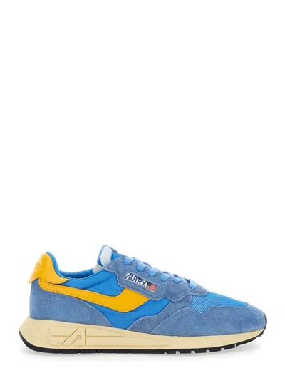 Autry 'reelwind Super Vintage' Blue Sneakers With Logo Patch On The Tongue And Contrasting Heel In Fabric 