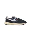 Autry Reelwind Low Cracked-leather Trimmed Suede And Shell Sneakers In Black