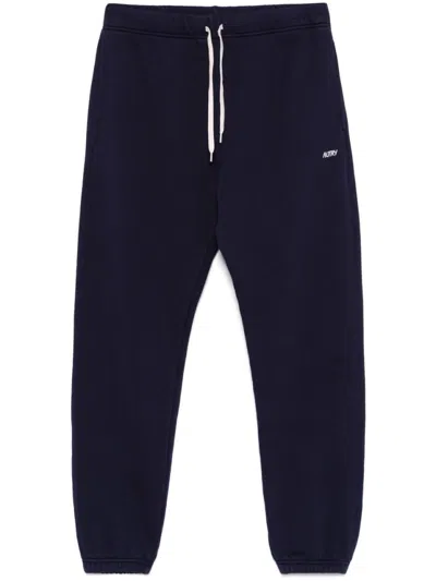 Autry Cotton Joggers Single Back Pocket Ribbed Cuffs In Blue