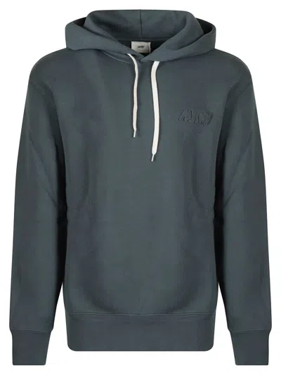 Autry Relaxed Fit Hoodie With Embroidered Logo And Classic Kangaroo Pocket In Green