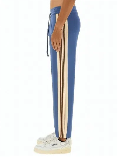 Autry Relaxed Fit Training Pants With Contrasting Side Stripes In Blue