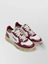 Autry Sneakers Medalist Low In Avory And Burgundy Glittered Leather. In Brown