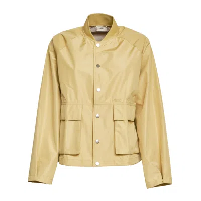 Autry Ribbed Collar Snap Button Jacket In Brown