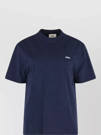 Autry Ribbed Cotton Logo T-shirt In Blue