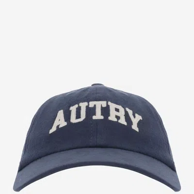 Autry Ribbed Cotton Velvet Baseball Cap With Logo In Red