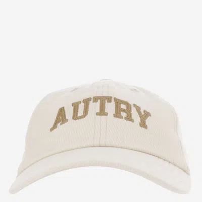Autry Ribbed Cotton Velvet Baseball Cap With Logo In White