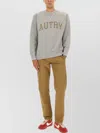 Autry Ribbed Hem Long Sleeve Crew Neck Sweater In Gray
