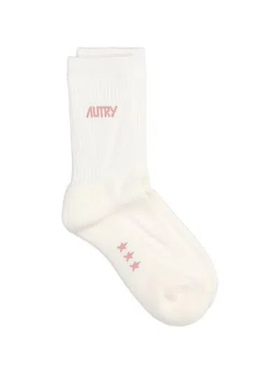 Autry Ribbed Logo Socks In White