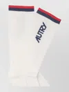 Autry Ribbed Texture Socks Contrast Trim In White