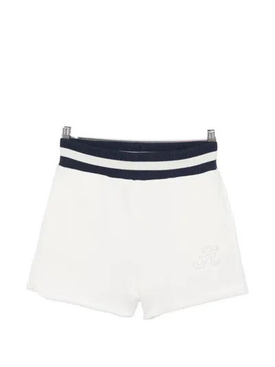 Autry Ribbed Trim Logo Shorts In White