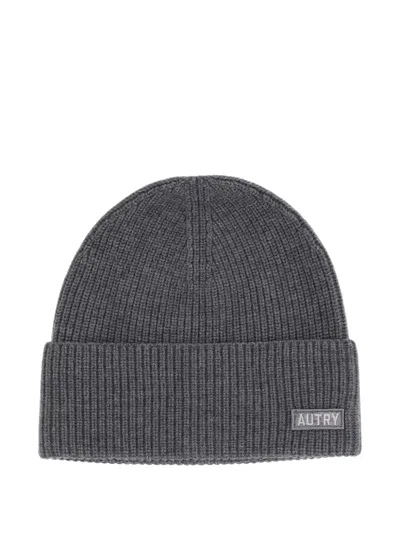 Autry Ribbed-knit Beanie Hat In Gray