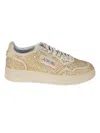 Autry Medalist Low Sneakers In Bronze Suede With Crystal Micro Rhinestones Shoes In Brown
