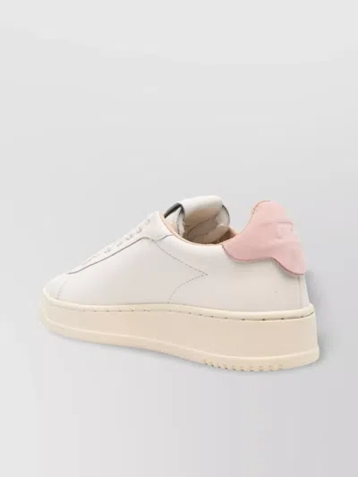 Autry Round Toe Leather Sneakers With Contrasting Heel Counter In White