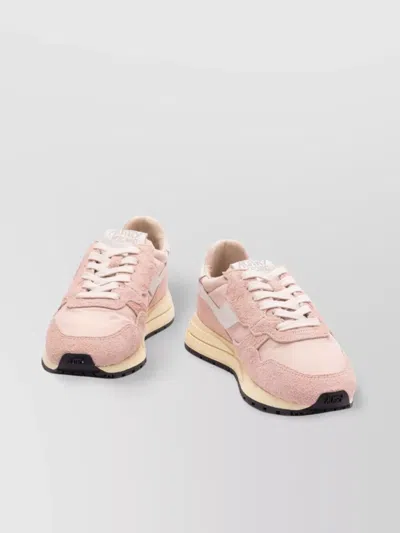 Autry Round Toe Suede Panels Rubber Sole Sneakers In Pink