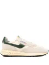Autry Medalist Sneakers In Beige And Dark Green With Suede Inserts In Multi