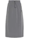 Autry Logo Patch Straight Hem Midi Skirt In Grey