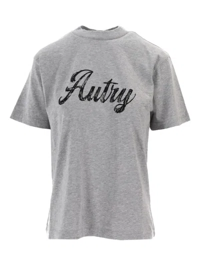 Autry Script-logo T-shirt In Gray
