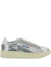 Autry Sequined Low Top Sneakers With Fabric Upper In Silver