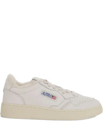 Autry Shearling-lined Leather Sneakers In White