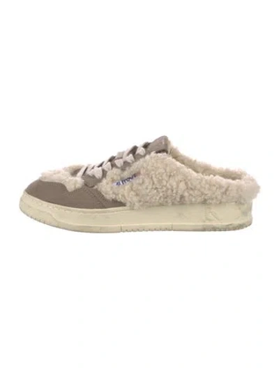 Pre-owned Autry Shearling Sneakers In Brown