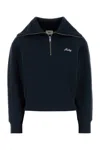 Autry Cotton Sweatshirt With High Collar And Ribbed Cuffs In Blue