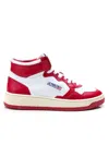 Autry Medalist Low Mid-top White Leather Sneakers In Red