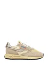 Autry Reelwind Low Sneakers In Nylon Suede And Leather Color Ecru And Platinum Shoes In Sand