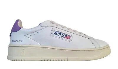 Pre-owned Autry Shoes Unisex Leather Sneakers Adlw Gn08 Dallas Lilac White In White Lilac