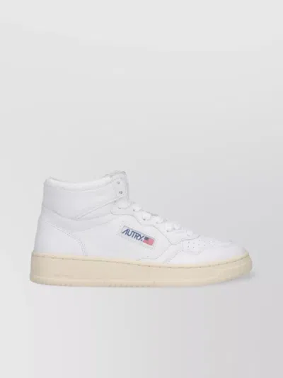 Autry Short Top Perforated Rubber Sole Sneakers In White