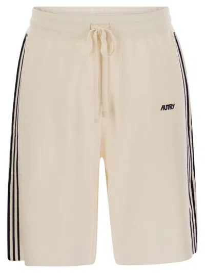 Autry Short Trousers With Contrasting Side Stripes In White