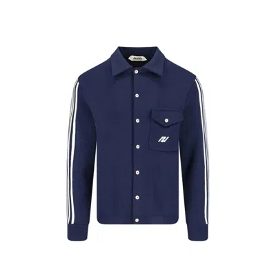 Autry Side Stripe Cardigan In Blue