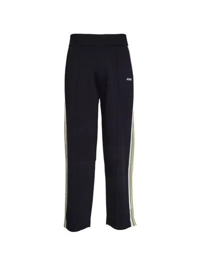 Autry Elasticated-waist Stripe Track Pants In Black