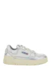 Autry Silver And White Low Top Sneakers With Logo Patch In Metallic Leather Woman