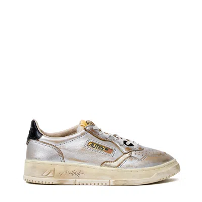 Autry Silver Platinum Super Vintage Low Sneakers In White
