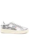 Autry Dallas Low Sparkling Sneakers In Silver And White Sequins Shoes In Animal Print