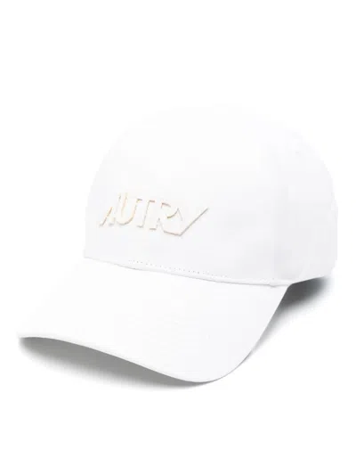 Autry Six-panel Baseball Cap With Contrasting Inserts And Logo Front In Bianco