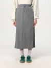 Autry Logo Patch Straight Hem Midi Skirt In Grau