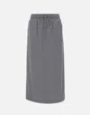 Autry Logo Patch Straight Hem Midi Skirt In Grey