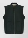 Autry Crewneck Wool Blend Vest With Logo Patch In Green