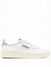 Autry Smooth White Leather Low-top Sneakers With Metallic Accents In White