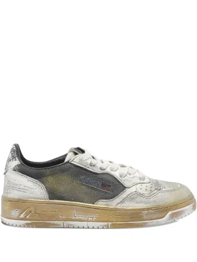 AUTRY SNAKESKIN-PANELLED LEATHER SNEAKERS