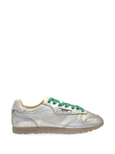 Autry Snakeskin-effect Metallic Sneakers In Animal Print