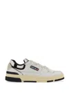 Autry White Low Top Sneakers With Black Details And Logo Patch In Leather And Suede Man In Mult/mat Wht/blk