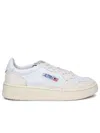 AUTRY AUTRY 'MEDALIST' IVORY LEATHER AND CANVAS SNEAKERS