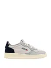Autry Medalist Low Blue Sneaker With Contrasting Back Patch In Leather And Suede Man In Gray