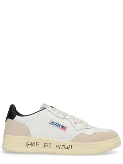 Autry Medalist Low Sneakers In Suede And Leather With Lettering In Multi