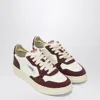 Autry Sneakers Medalist Low In Avory And Burgundy Glittered Leather. In Brown