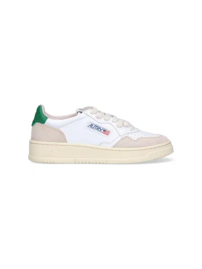 Autry Logo-patch Lace-up Sneakers In Nude