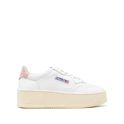 Autry White Low Top Sneakers With Oversized Platform In Leather Woman